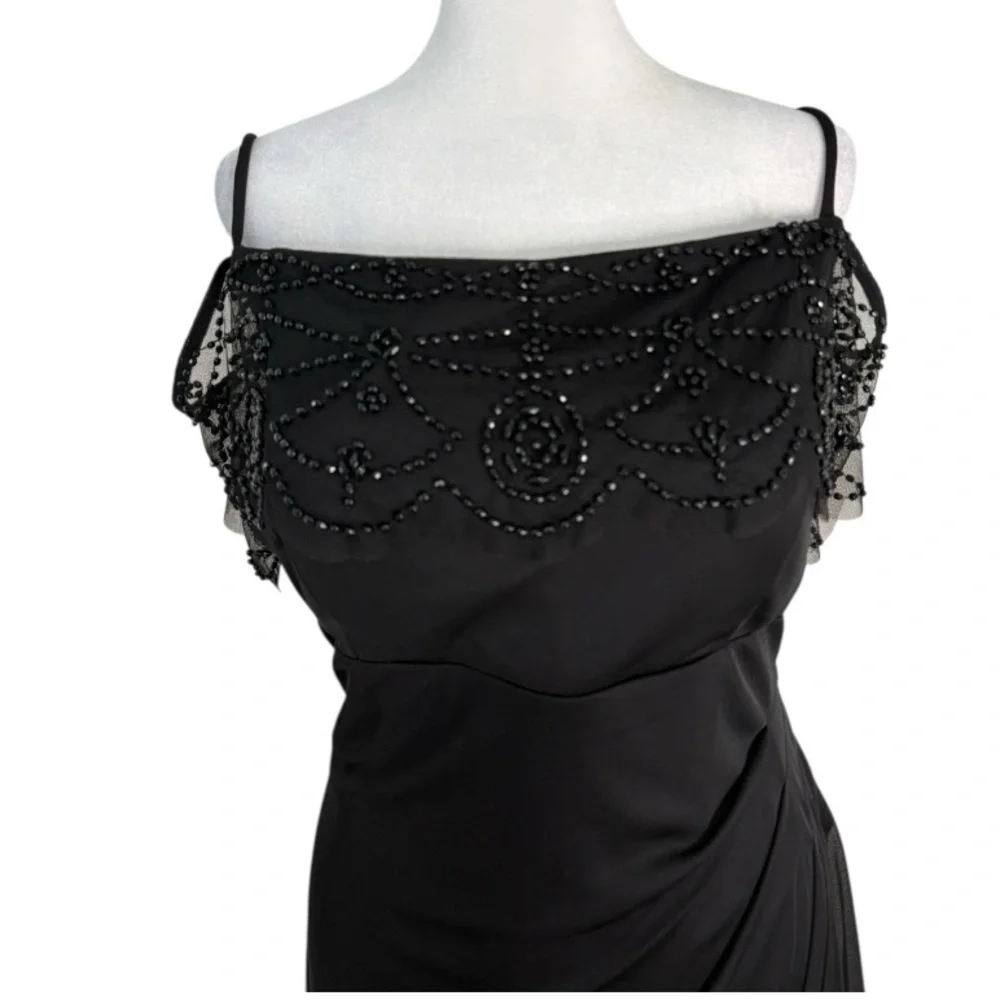 NWT DJ Jaz Black Embellished Cold Shoulder Jersey Sheath Dress Size 14
